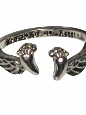 Ring OS Angel Wing Pregnancy Loss Silver Hypoallergenic “no green fingers”